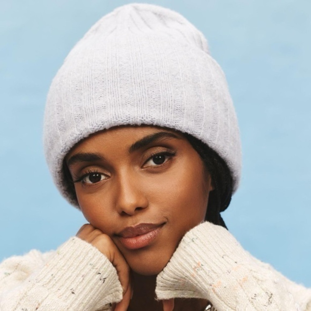 Cozy White Knit Maeve Beanie By Anthropologie Street Style Beanie white EUC